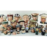 GOOD COLLECTION OF ROYAL DOULTON PORCELAIN CHARACTER JUGS & DICKENS FIGURINES including Fagin,