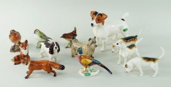 ASSORTED BESWICK GLOSS ANIMALS comprising Jack Russell Terrier, Spaniel, three hounds, two foxes,