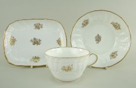 A SWANSEA PORCELAIN PART TEA SERVICE WITH BASKET WEAVE MOULDING comprising breakfast cup with