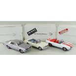 THREE DANBURY MINT 1:24 SCALE DIECAST MODEL CARS, comprising Pontiac GTO 1965, Ford Mustang 1966,