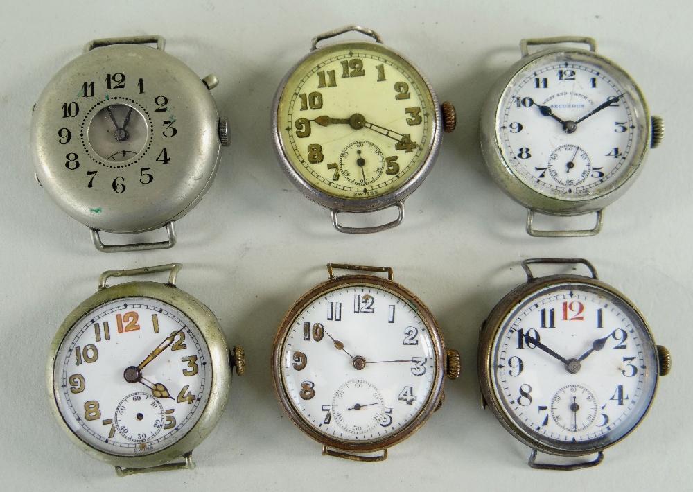 NINE VARIOUS WWI & OTHER WRISTWATCHES, including steel, silver and gold plated cases, all with - Image 3 of 3