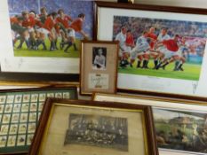 ASSORTED SPORTING MEMORABILIA and PRINTS, including framed Iink autograph of lightweight boxer Jimmy