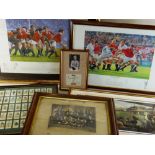 ASSORTED SPORTING MEMORABILIA and PRINTS, including framed Iink autograph of lightweight boxer Jimmy