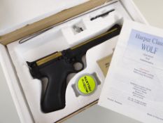 HARPER CLASSIC WOLF AIR PISTOL REVOLVER, .22 calibre, with tin of pellets, boxed with leaflet