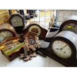 ASSORTED MANTEL & CUCKOO CLOCKS including three Napoleon hat clocks (7)