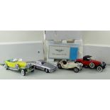 FOUR FRANKLIN MINT DIECAST 1:24 SCALE MODEL CARS, comprising Jaguar SS100 1938, Mercedes Benz