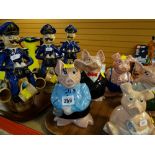 ASSORTED COLLECTABLE CERAMICS & GLASS including five Wade porcelain piggy banks, three novelty