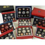 COLLECTION OF UK PROOF COIN SETS comprising years 1950 (red), 1951 Festival of Britain (green), 1953