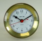 MODERN BRASS 'SHIP'S TIME' CLOCK, styled as a 4 1/2 in. marine chronometer in brass drum case with