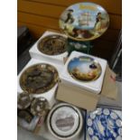 ASSORTED COMMEMORATIVE PLAQUES & PLATES including Battle of the Nile / Trafalgar china plates,