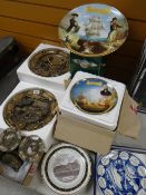 ASSORTED COMMEMORATIVE PLAQUES & PLATES including Battle of the Nile / Trafalgar china plates,