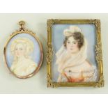 TWO EARLY 20TH CENTURY PORTRAIT MINIATURES OF LADIES, one in the style of Andrew Benjamin Lens,