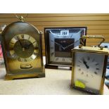 THREE VINTAGE TABLE CLOCKS comprising Metamec Art Deco clock, Anstey Wilson mantel clock and Imhof