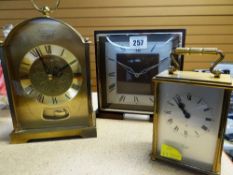 THREE VINTAGE TABLE CLOCKS comprising Metamec Art Deco clock, Anstey Wilson mantel clock and Imhof