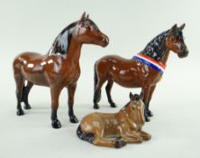 BESWICK POTTERY DARTMOOR PONY SET comprising 'Warlord', brown gloss, model No. 1642, 'Another Bunch,