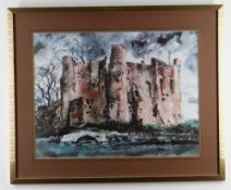 JOHN PIPER colour print - Laugharne Castle, 25 x 45.5cms