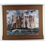 JOHN PIPER colour print - Laugharne Castle, 25 x 45.5cms