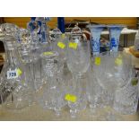 ASSORTED CUT GLASS including five decanters, various tumblers, goblets ETC