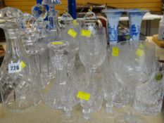 ASSORTED CUT GLASS including five decanters, various tumblers, goblets ETC