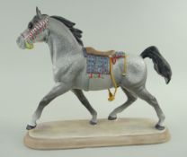 RARE BESWICK POTTERY 'ARAB STALLION' with saddle and tassels, dapple grey matt on plinth, model
