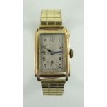 VINTAGE GENTLEMAN'S 9CT GOLD WRISTWATCH, c. 1930s, with blued steel hands and Arabic numerals,