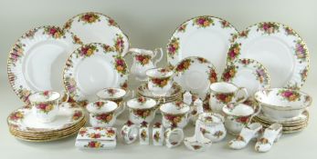 ASSORTED ROYAL ALBERT 'OLD COUNTRY ROSES' TEA & DINNER WARES, including plates, dishes, cups, napkin