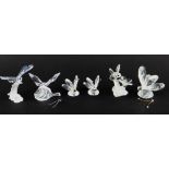 ASSORTED SWAROVSKI SILVER & CRYSTAL FLOWER, FOLIAGE & INSECTS MODELS including bumblebee, butterfly,