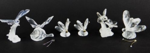 ASSORTED SWAROVSKI SILVER & CRYSTAL FLOWER, FOLIAGE & INSECTS MODELS including bumblebee, butterfly,