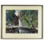 ARTHUR H S RICHARDS watercolour - woodland with building, possibly a mill, signed, 27 x 37cms