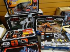 SIX BOXED STAR WARS MODELS including Boba Fett's Slave One Spaceship, Return of the Jedi AT-AT, Star