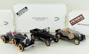 THREE DANBURY MINT 1:24 SCALE DIECAST MODEL VEHICLES comprising Ford Model T Runabout 1925, Stutts