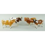 BESWICK POTTERY GLOSS CATTLE comprising Ayrshire bull 'CH Whitemill Mandate', Aryshire cow 'CH