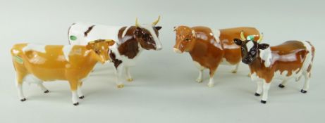 BESWICK POTTERY GLOSS CATTLE comprising Ayrshire bull 'CH Whitemill Mandate', Aryshire cow 'CH