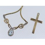 9CT GOLD CRUCIFIX PENDANT together with 9ct gold pendant on chain