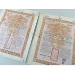 SCRIPHOLOGY: TWO LARGE CHINESE IMPERIAL GOVERNMENT 1898 4.5% GOLD LOAN BOND CERTIFICATES, each £