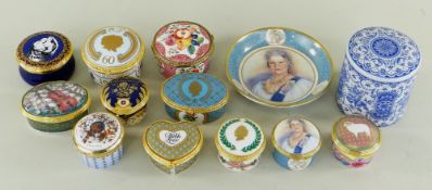 GROUP OF PORCELAIN & ENAMEL TRINKET BOXES by Royal Worcester, Spode and Buckingham Palace