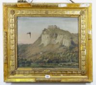 19TH CENTURY BRITISH SCHOOL oil on canvas - view of Carreg Cennan Castle with figures to the fore,