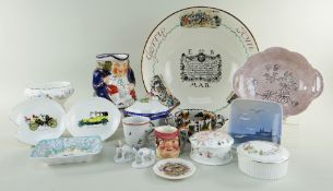 ASSORTED DECORATIVE CHINA including a Grey's Pottery 'Tom & Jerry' caricature punch bowl, Toby