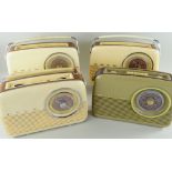 FOUR VINTAGE BUSH RADIOS, VTR103 & TR82 models in cream Bakelite and simulated leather (various