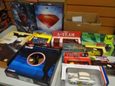 ASSORTED BOXED COLLECTABLE FIGURINES & DIECAST TOYS including large model of Superman, similar