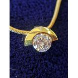 18CT GOLD NECKLACE WITH DIAMOND DROP, 0.25ct approx., 4.9gms (boxed)