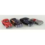 FOUR DANBURY MINT 1:24 SCALE DIECAST MODEL CARS, comprising Ford Deluxe Coupe 1940, Chrysler Town