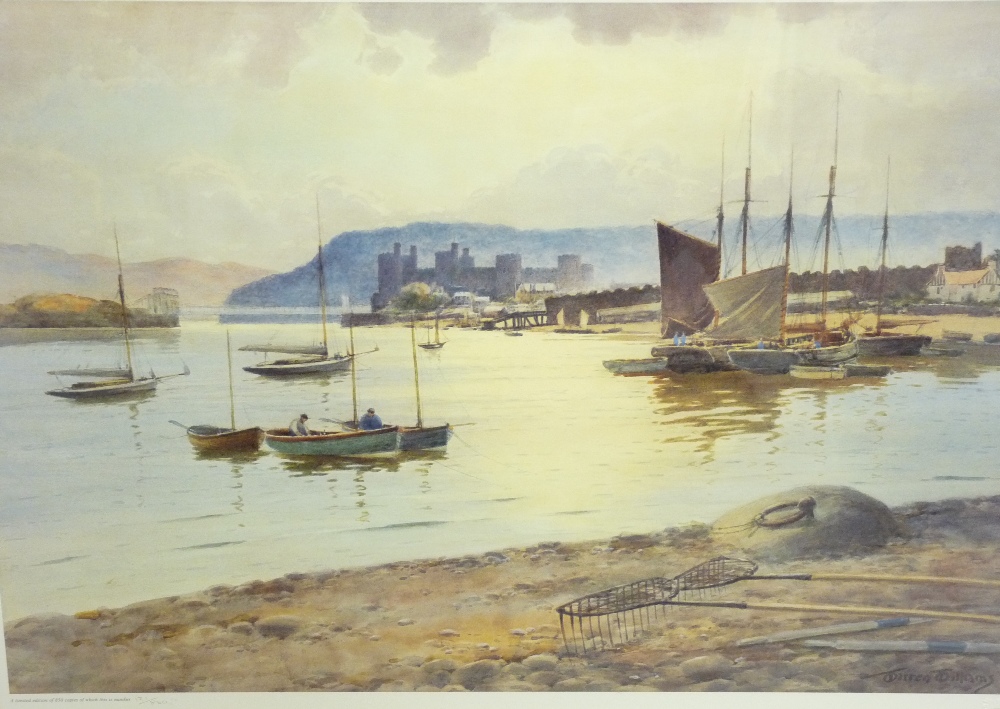 WARREN WILLIAMS prints - sunset over Conwy, 121/850, 38 x 57cms and - The beach at Deganwy, 97/ - Image 2 of 3