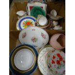 DECORATIVE WALL PLATES, VINTAGE TEAWARE ETC (within 2 boxes), some of the plates with certificates