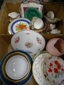 DECORATIVE WALL PLATES, VINTAGE TEAWARE ETC (within 2 boxes), some of the plates with certificates