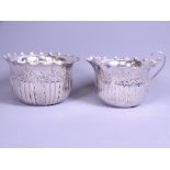 VICTORIAN CREAM JUG & SUGAR BOWL SET, Sheffield 1890, maker James Dixon & Sons, fruited form with