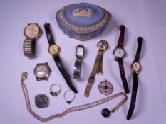 VINTAGE & LATER 9CT GOLD JEWELLERY, selection of Rotary and other lady's and gent's wristwatches