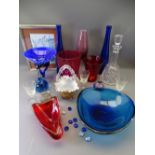 RUBY, BRISTOL & VENETIAN TYPE BLUE and other decorative glassware