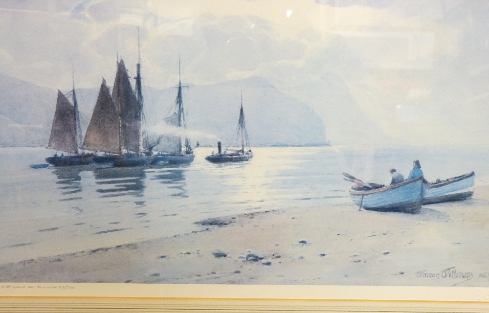 WARREN WILLIAMS prints - sunset over Conwy, 121/850, 38 x 57cms and - The beach at Deganwy, 97/ - Image 3 of 3