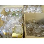 SHIP'S DECANTER & STOPPER, cut and other drinking glassware, a good selection (within 3 boxes)